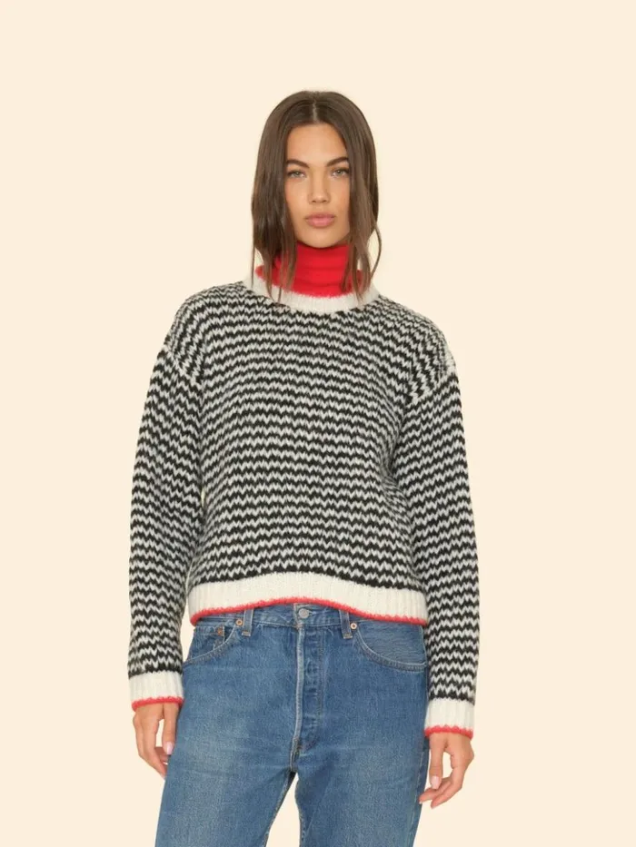 Women Sweaters and Jackets Xirena Black Creme Mabel Sweater