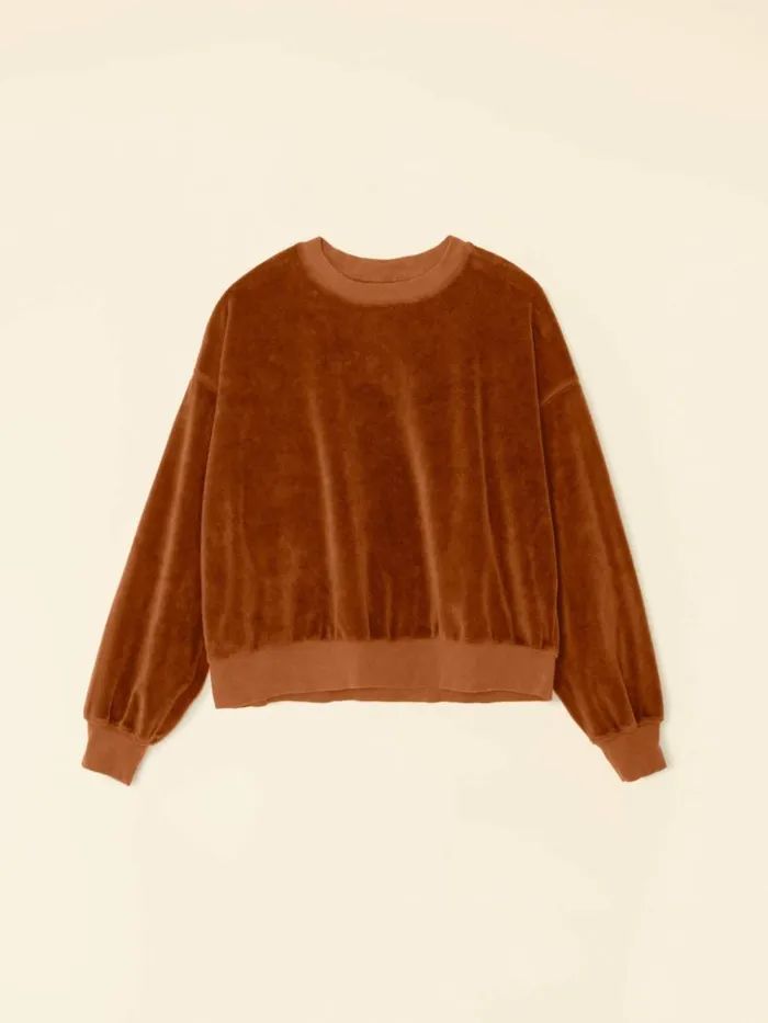 Women Sweats and Tees Xirena Brown Sugar Huxley Velour Sweatshirt