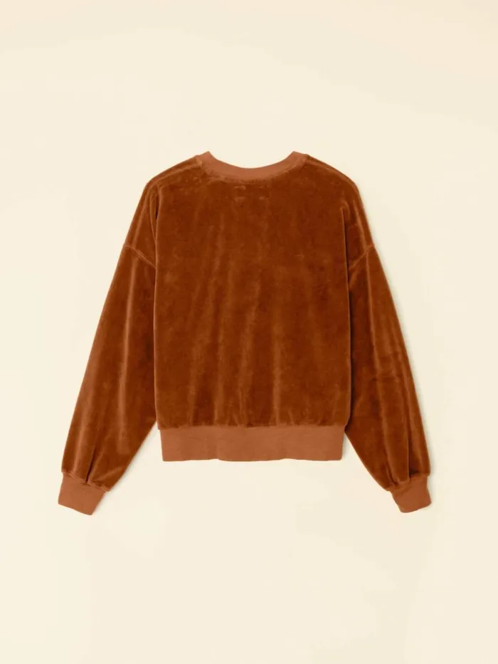 Women Sweats and Tees Xirena Brown Sugar Huxley Velour Sweatshirt