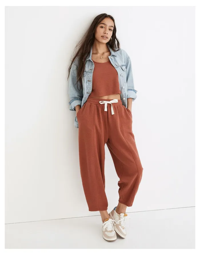 Women Textural Knit Balloon Pants Weathered Brick Madewell Sweatshirts and Sweatpants