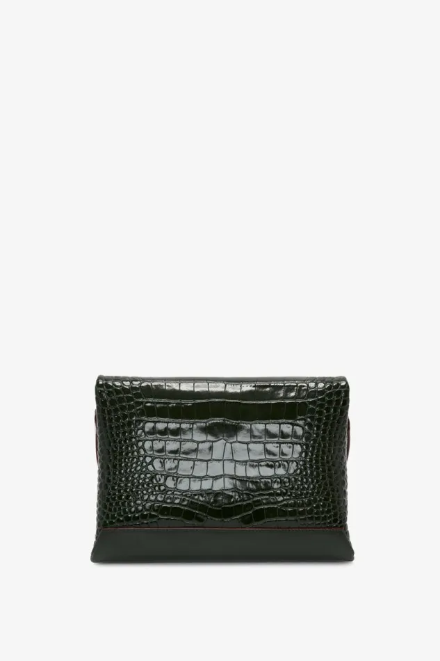 Women The Chain Pouch Victoria Beckham Chain Pouch With Strap In Dark Forest CrocEffect Leather