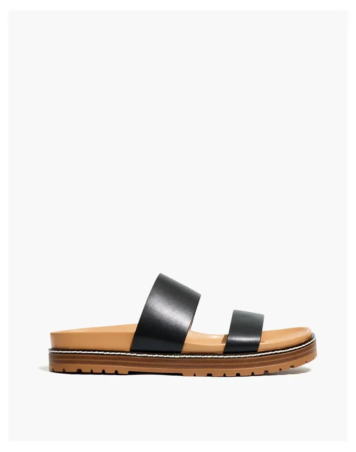 Women The Charley Double Strap Slide Sandal True Black Madewell Sandals Women The Charley Double Strap Slide Sandal True Black Madewell Sandals