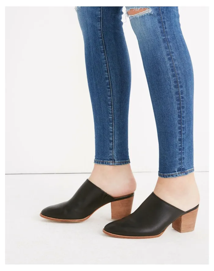 Women The Harper Mule True Black Madewell Heels Women The Harper Mule True Black Madewell Heels