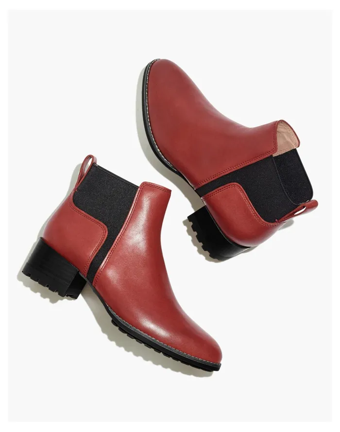 Women The Kathleen Lugsole Boot Rusted Burgundy Madewell Boots