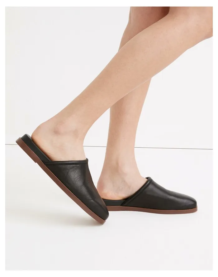 Women The Louisa Mule True Black Madewell Flats Women The Louisa Mule True Black Madewell Flats
