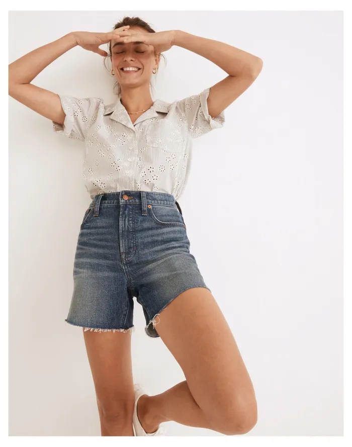 Women The Perfect Long Jean Short In Lanewood Wash Lanewood Wash Madewell Shorts