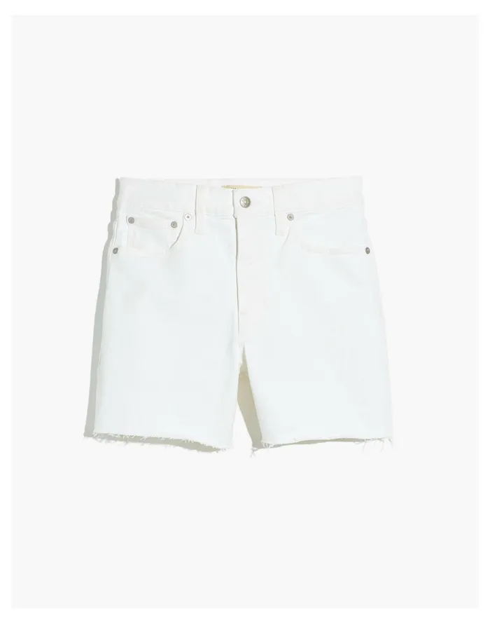 Women The Perfect Mid Length Jean Short In Tile White Tile White Madewell Shorts