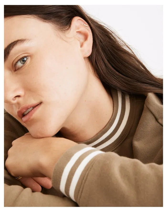 Women Three Pack Bar Stud Earring Set Vintage Gold Madewell Earrings Women Three Pack Bar Stud Earring Set Vintage Gold Madewell Earrings