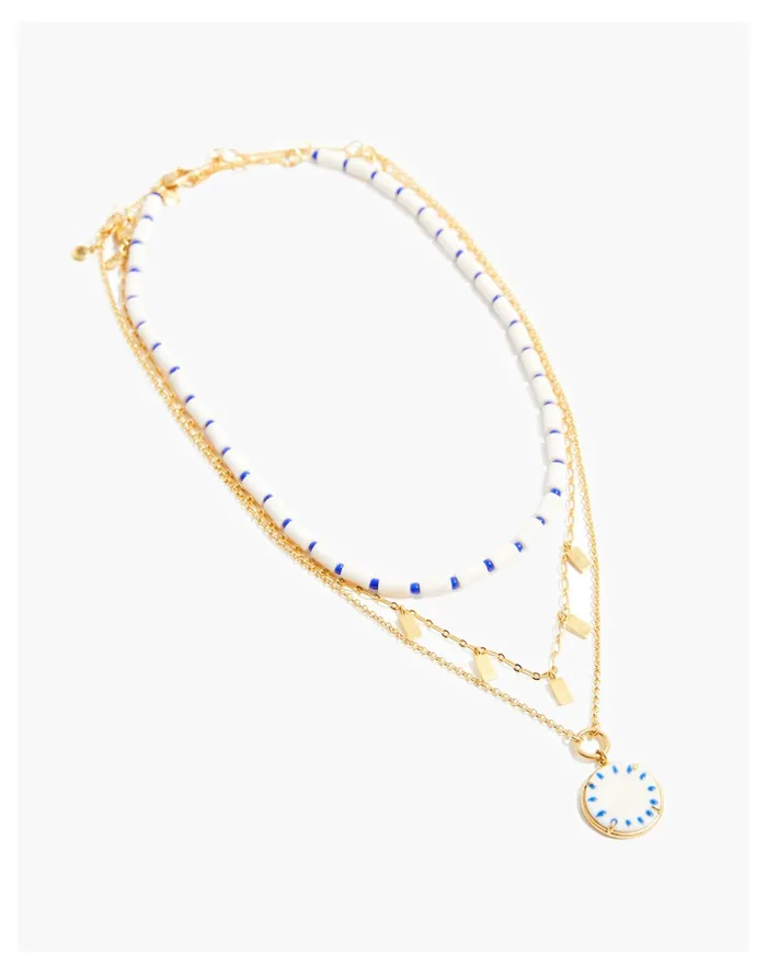 Women Three Piece Hand Painted Vacanza Necklace Set Vintage Gold Madewell Necklaces Women Three Piece Hand Painted Vacanza Necklace Set Vintage Gold Madewell Necklaces