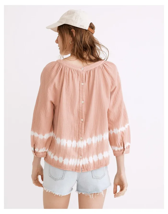 Women Tie Dye Lightspun Wide Neck Cuffed Sleeve Top Tie Dye Burnished Blush Madewell Tops and Shirts Women Tie Dye Lightspun Wide Neck Cuffed Sleeve Top Tie Dye Burnished Blush Madewell Tops and Shirts