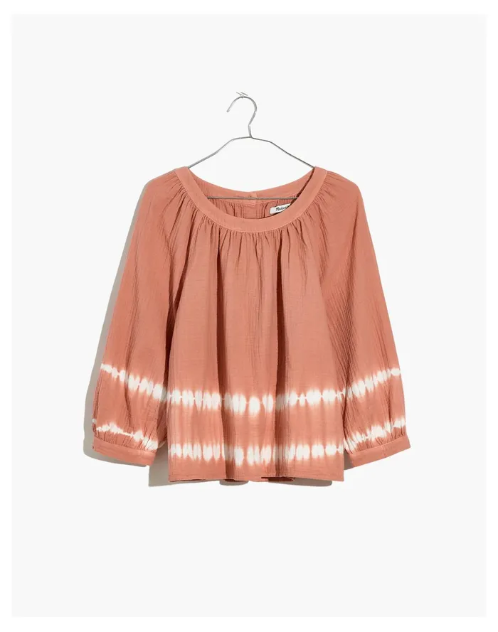 Women Tie Dye Lightspun Wide Neck Cuffed Sleeve Top Tie Dye Burnished Blush Madewell Tops and Shirts Women Tie Dye Lightspun Wide Neck Cuffed Sleeve Top Tie Dye Burnished Blush Madewell Tops and Shirts