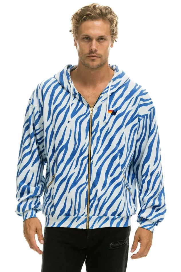 Women TIGER RELAXED ZIP HOODIE WITH POCKETS 8211 BLUE TIGER Aviator Nation Hoodies Women TIGER RELAXED ZIP HOODIE WITH POCKETS 8211 BLUE TIGER Aviator Nation Hoodies