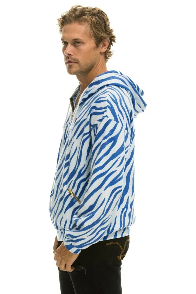 Women TIGER RELAXED ZIP HOODIE WITH POCKETS 8211 BLUE TIGER Aviator Nation Hoodies Women TIGER RELAXED ZIP HOODIE WITH POCKETS 8211 BLUE TIGER Aviator Nation Hoodies