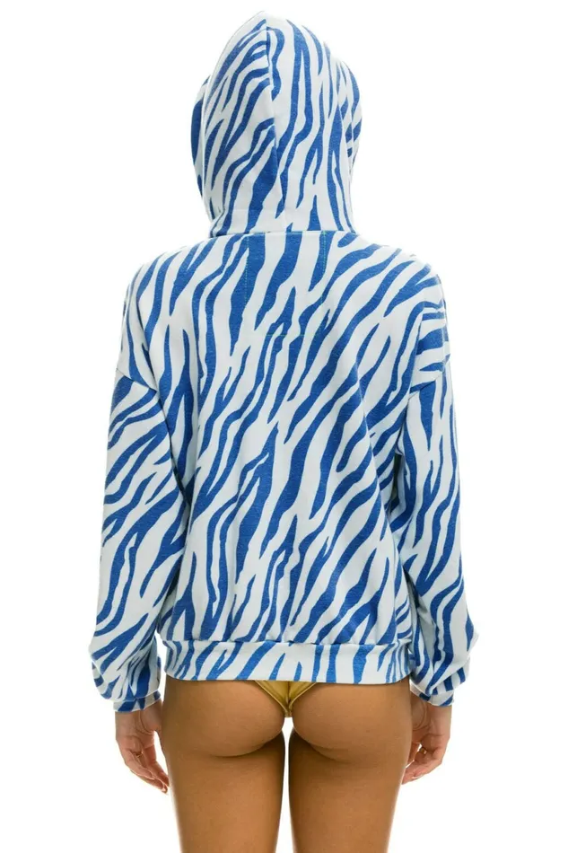 Women TIGER RELAXED ZIP HOODIE WITH POCKETS 8211 BLUE TIGER Aviator Nation Hoodies Women TIGER RELAXED ZIP HOODIE WITH POCKETS 8211 BLUE TIGER Aviator Nation Hoodies