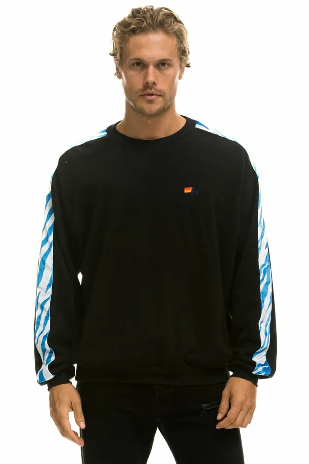 Women TIGER STRIPE RELAXED FIT CREW SWEATSHIRT 8211 BLACK BLUE TIGER Aviator Nation UnisexCrewSweatshirt Women TIGER STRIPE RELAXED FIT CREW SWEATSHIRT 8211 BLACK BLUE TIGER Aviator Nation UnisexCrewSweatshirt