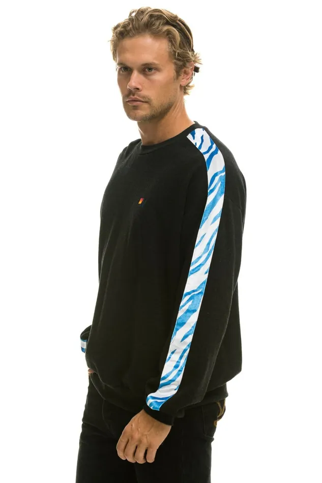 Women TIGER STRIPE RELAXED FIT CREW SWEATSHIRT 8211 BLACK BLUE TIGER Aviator Nation UnisexCrewSweatshirt Women TIGER STRIPE RELAXED FIT CREW SWEATSHIRT 8211 BLACK BLUE TIGER Aviator Nation UnisexCrewSweatshirt