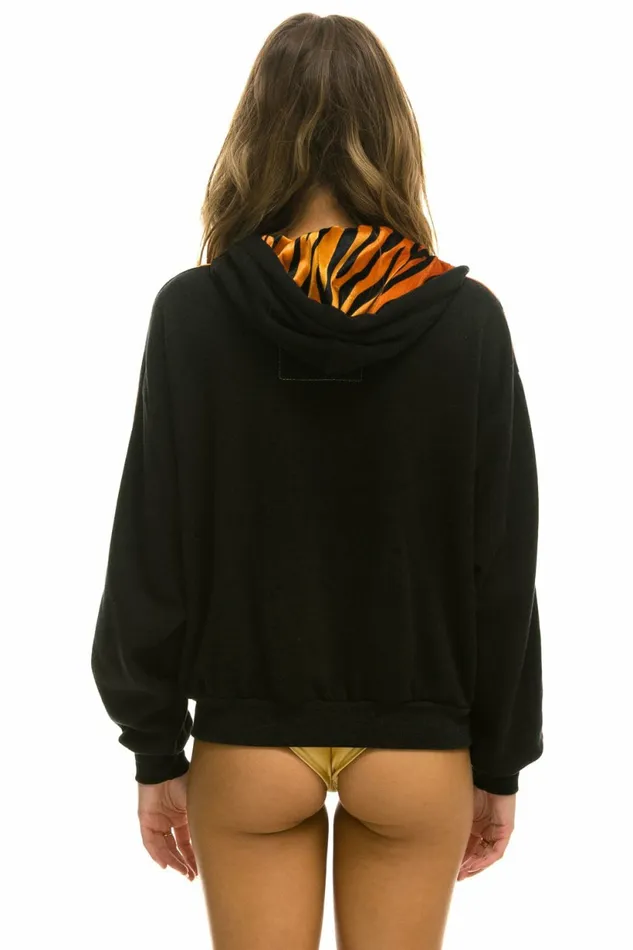 Women TIGER STRIPE RELAXED ZIP HOODIE WITH POCKETS 8211 BLACK TIGER Aviator Nation Hoodies Women TIGER STRIPE RELAXED ZIP HOODIE WITH POCKETS 8211 BLACK TIGER Aviator Nation Hoodies
