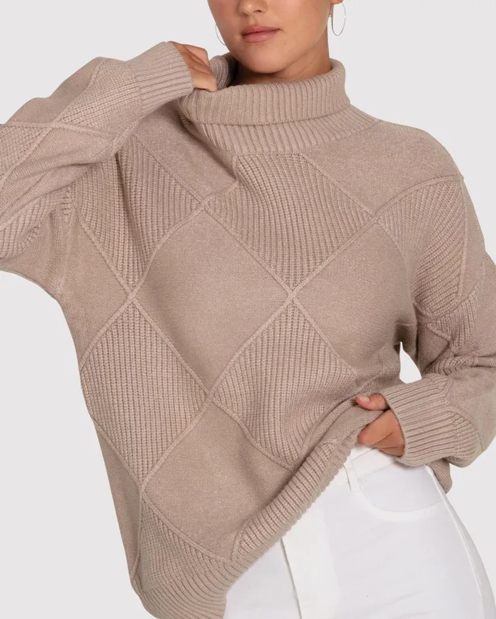 Women Tops Belle and Bloom The Academy Turtleneck Jumper 8211 Oat