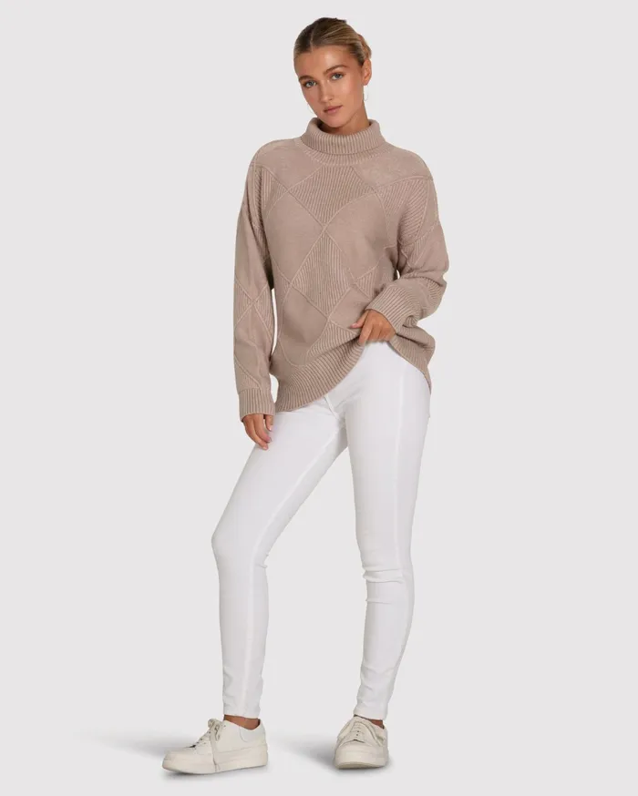 Women Tops Belle and Bloom The Academy Turtleneck Jumper 8211 Oat