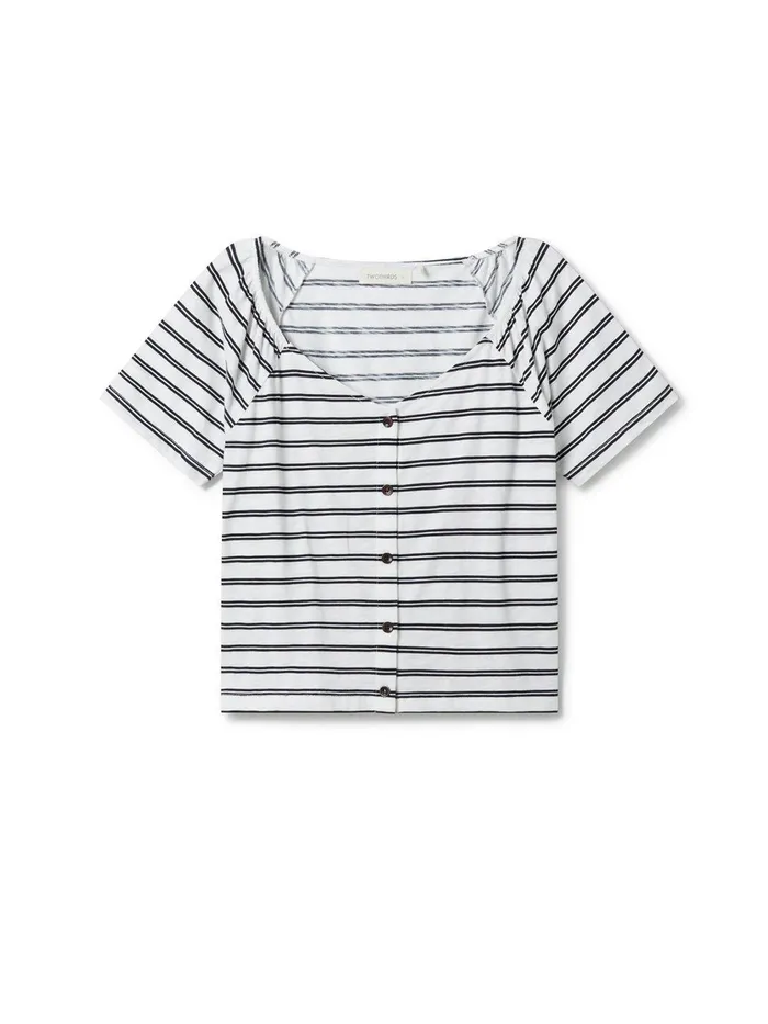 Women Tops Women 8211 Neville 8211 Black And White Stripes TWOTHIRDS Tops