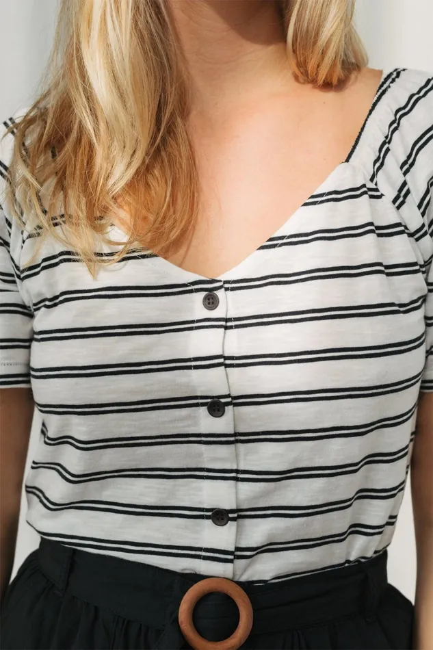 Women Tops Women 8211 Neville 8211 Black And White Stripes TWOTHIRDS Tops