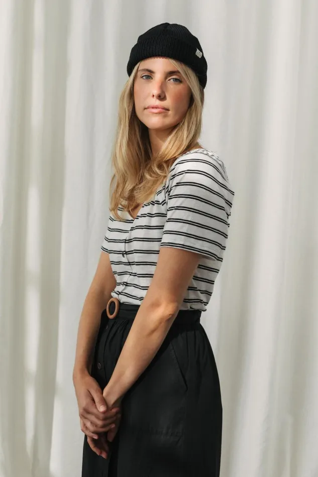 Women Tops Women 8211 Neville 8211 Black And White Stripes TWOTHIRDS Tops