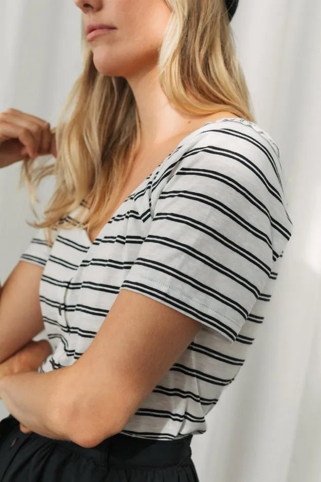 Women Tops Women 8211 Neville 8211 Black And White Stripes TWOTHIRDS Tops