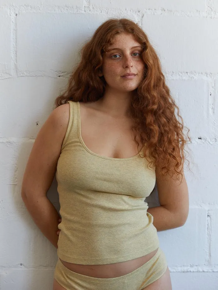 Women Tops Women 8211 Recycled Rib Tank 8211 Yellow Pastel TWOTHIRDS Tops