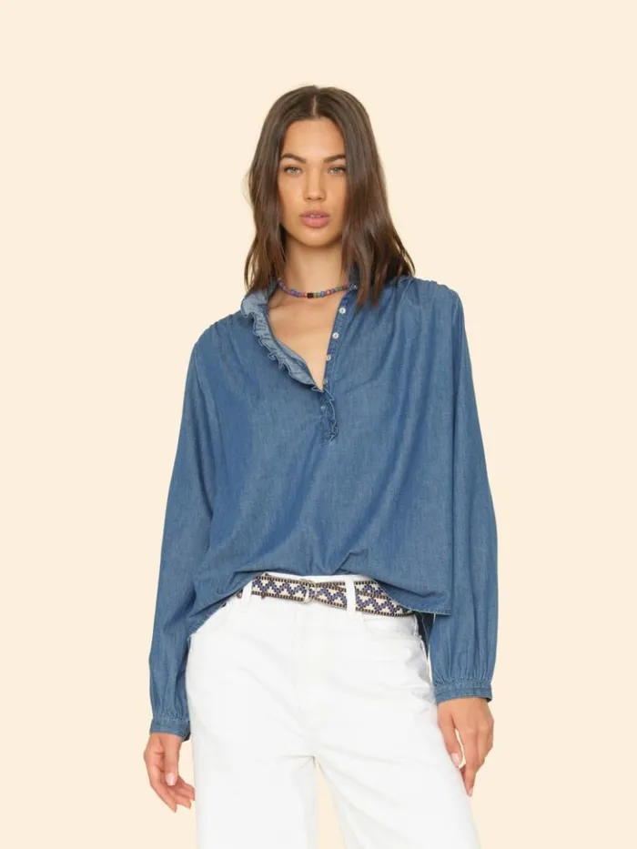 Women Tops Xirena Blue Rinse Caspian Top