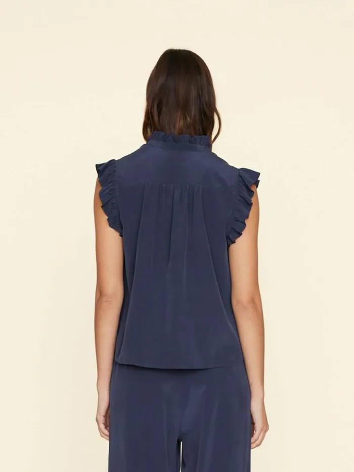 Women Tops Xirena Navy Brenna Silk Top
