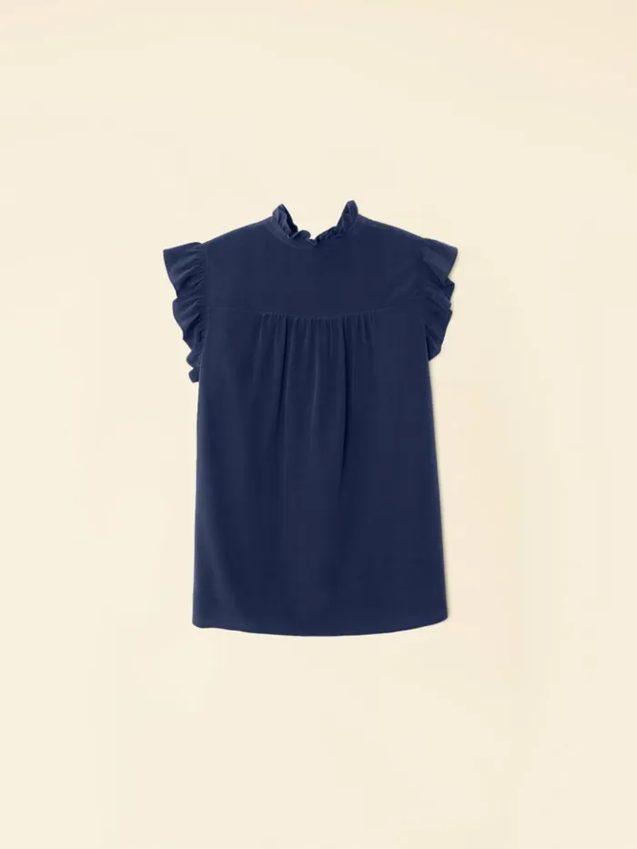 Women Tops Xirena Navy Brenna Silk Top
