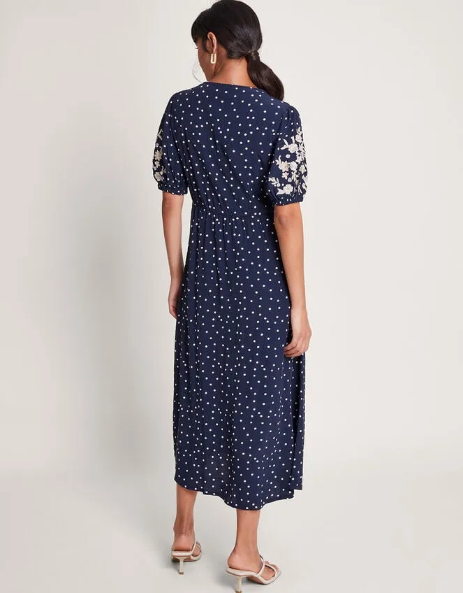 Women Tori Spot Embroidered Tea Dress Blue Monsoon Dresses