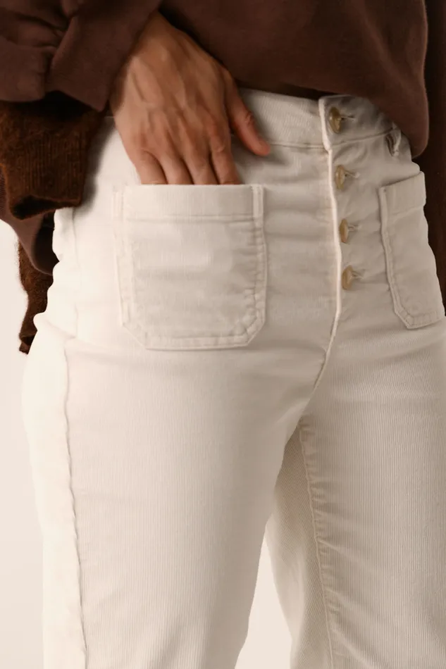 Women Trousers Loumo Creme Pantalon Velours Blanc Crme Des Petits Hauts Trousers and Jumpsuits