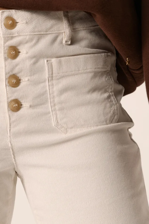 Women Trousers Loumo Creme Pantalon Velours Blanc Crme Des Petits Hauts Trousers and Jumpsuits