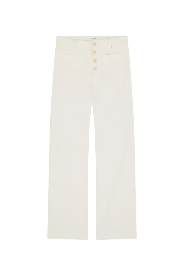 Women Trousers Loumo Creme Pantalon Velours Blanc Crme Des Petits Hauts Trousers and Jumpsuits