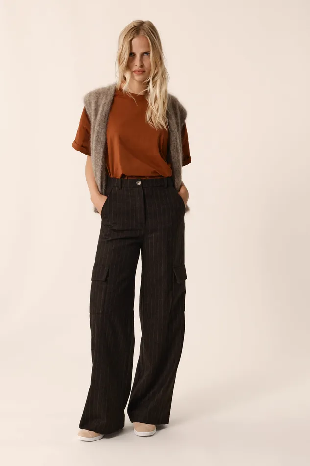 Women Trousers Sable Asali Pantalon Laine Gris Fonc Des Petits Hauts Trousers and Jumpsuits