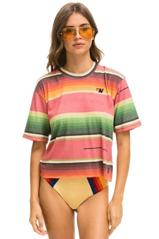 Women TULUM LOGO EMBROIDERY BOYFRIEND TEE 8211 PINK Aviator Nation UnisexTees