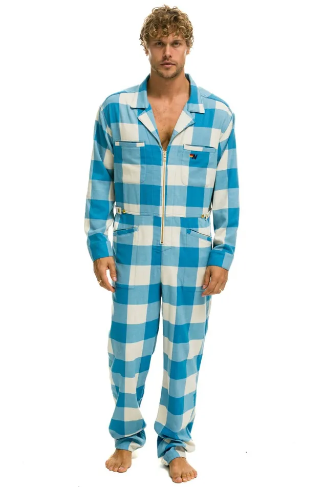 Women UNISEX PLAID FLIGHT SUIT 8211 SKY PLAID Aviator Nation Outerwear Women UNISEX PLAID FLIGHT SUIT 8211 SKY PLAID Aviator Nation Outerwear
