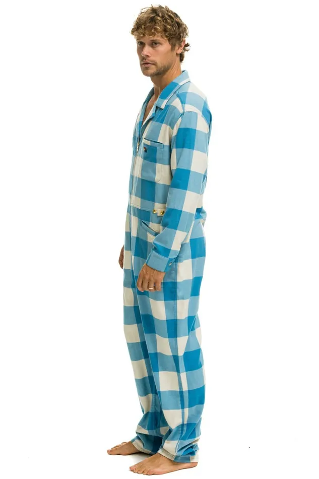 Women UNISEX PLAID FLIGHT SUIT 8211 SKY PLAID Aviator Nation Outerwear Women UNISEX PLAID FLIGHT SUIT 8211 SKY PLAID Aviator Nation Outerwear