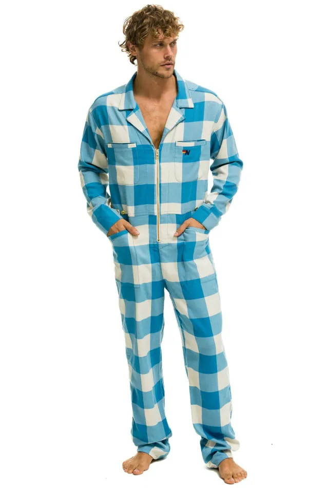 Women UNISEX PLAID FLIGHT SUIT 8211 SKY PLAID Aviator Nation Outerwear Women UNISEX PLAID FLIGHT SUIT 8211 SKY PLAID Aviator Nation Outerwear