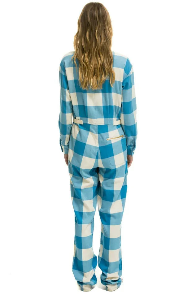 Women UNISEX PLAID FLIGHT SUIT 8211 SKY PLAID Aviator Nation Outerwear Women UNISEX PLAID FLIGHT SUIT 8211 SKY PLAID Aviator Nation Outerwear