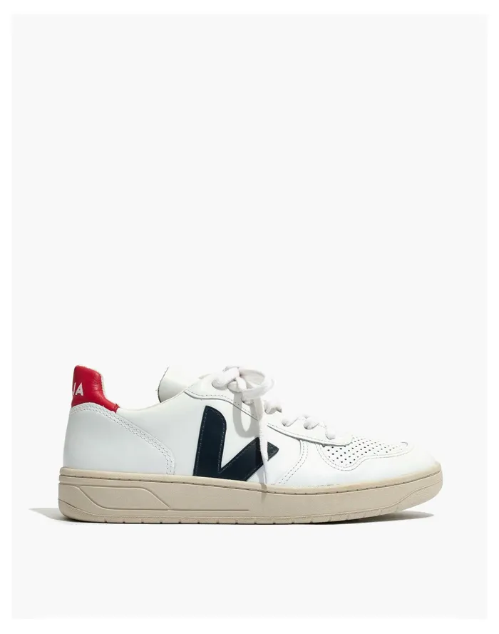 Women Veja V 10 Sneakers In Colorblock White Navy Red Madewell Sneakers Women Veja V 10 Sneakers In Colorblock White Navy Red Madewell Sneakers
