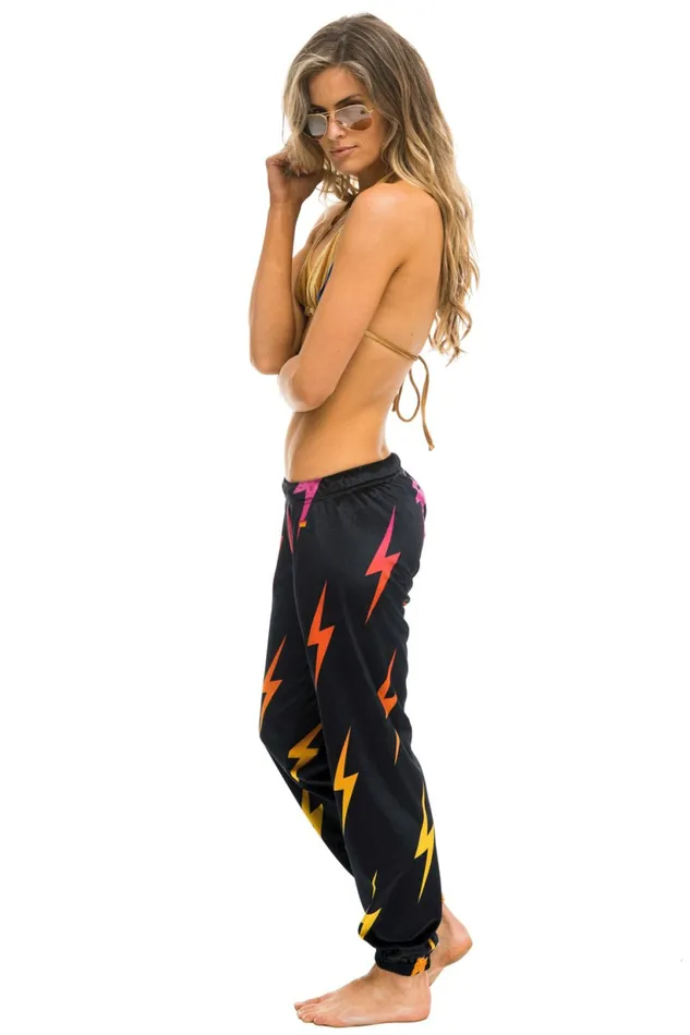 Women VELVET BOLT REPEAT SWEATPANTS 8211 BLACK Aviator Nation Sweatpants