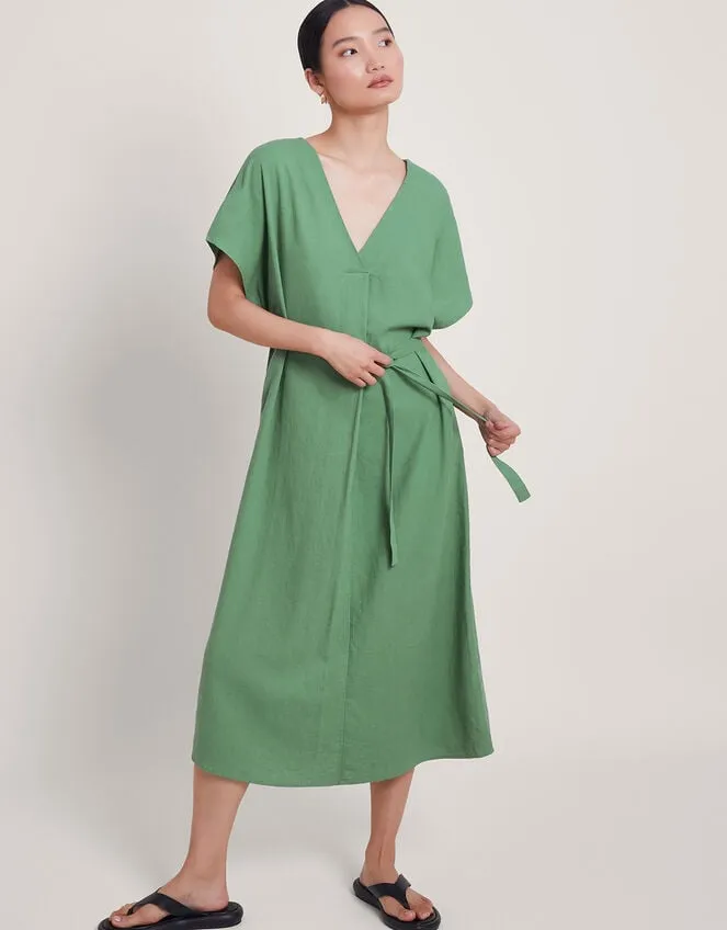Women Verity Belt Dress Green Monsoon Linen