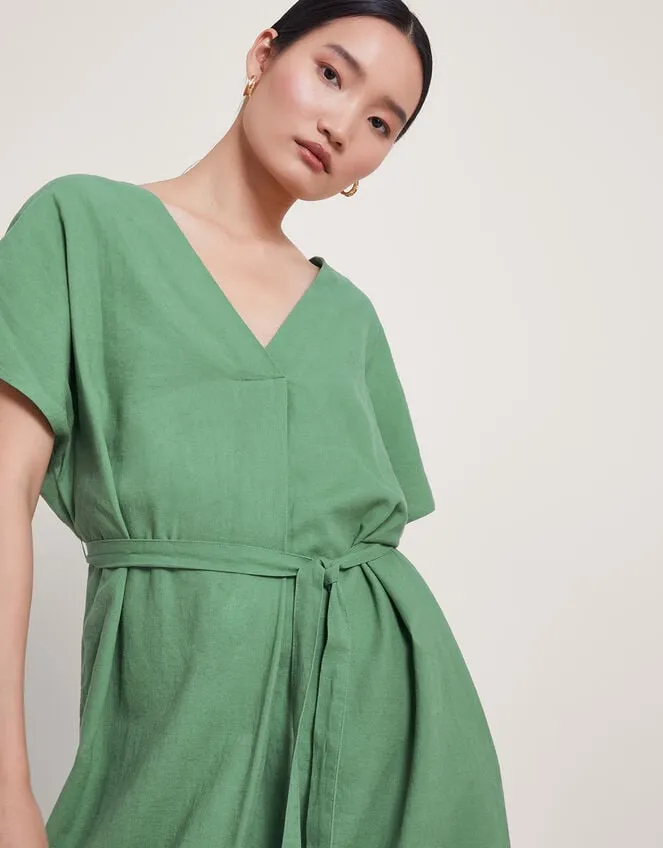 Women Verity Belt Dress Green Monsoon Linen