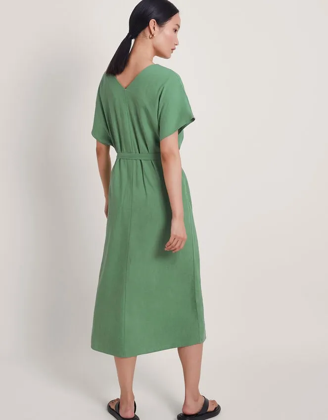 Women Verity Belt Dress Green Monsoon Linen