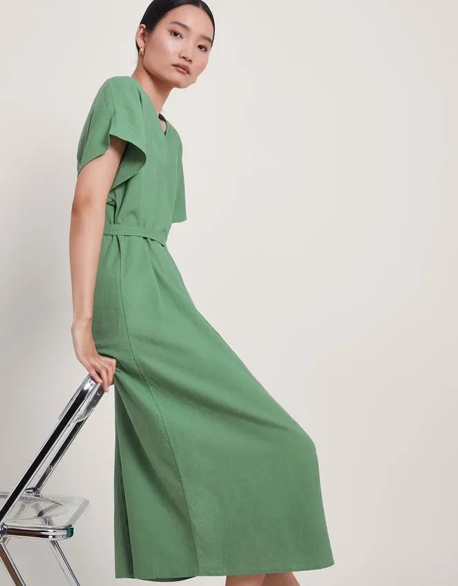 Women Verity Belt Dress Green Monsoon Linen