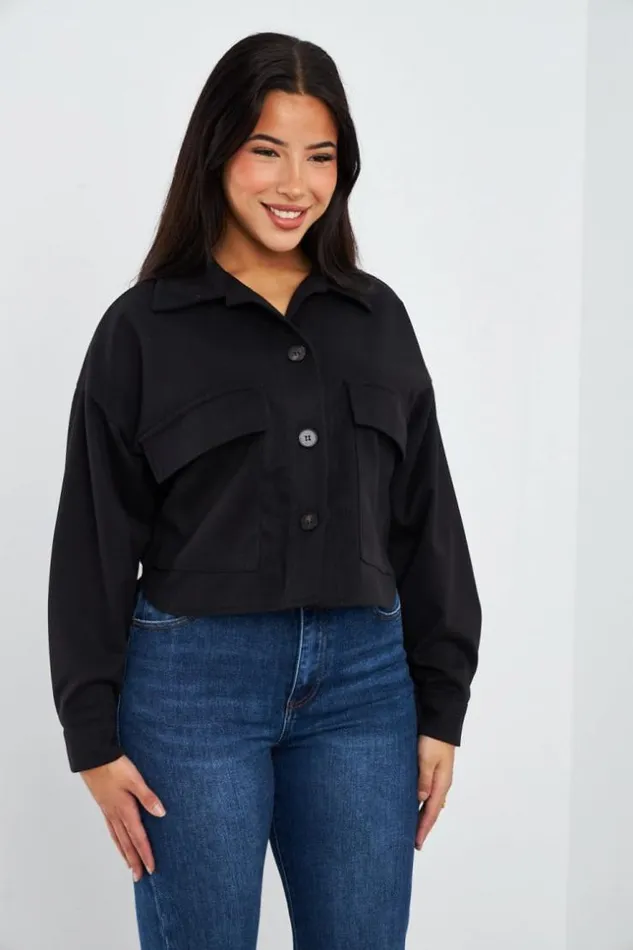 Women Veste Courte Noire En Sudine Black Brentiny Paris Jackets