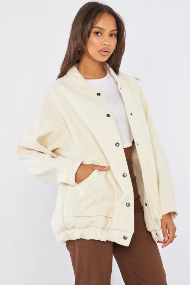 Women Veste Effet Bomber Texture Beige Beige Brentiny Paris Jackets