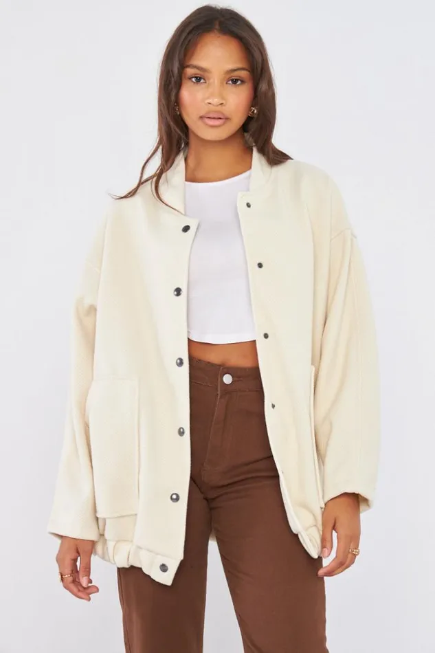 Women Veste Effet Bomber Texture Beige Beige Brentiny Paris Jackets